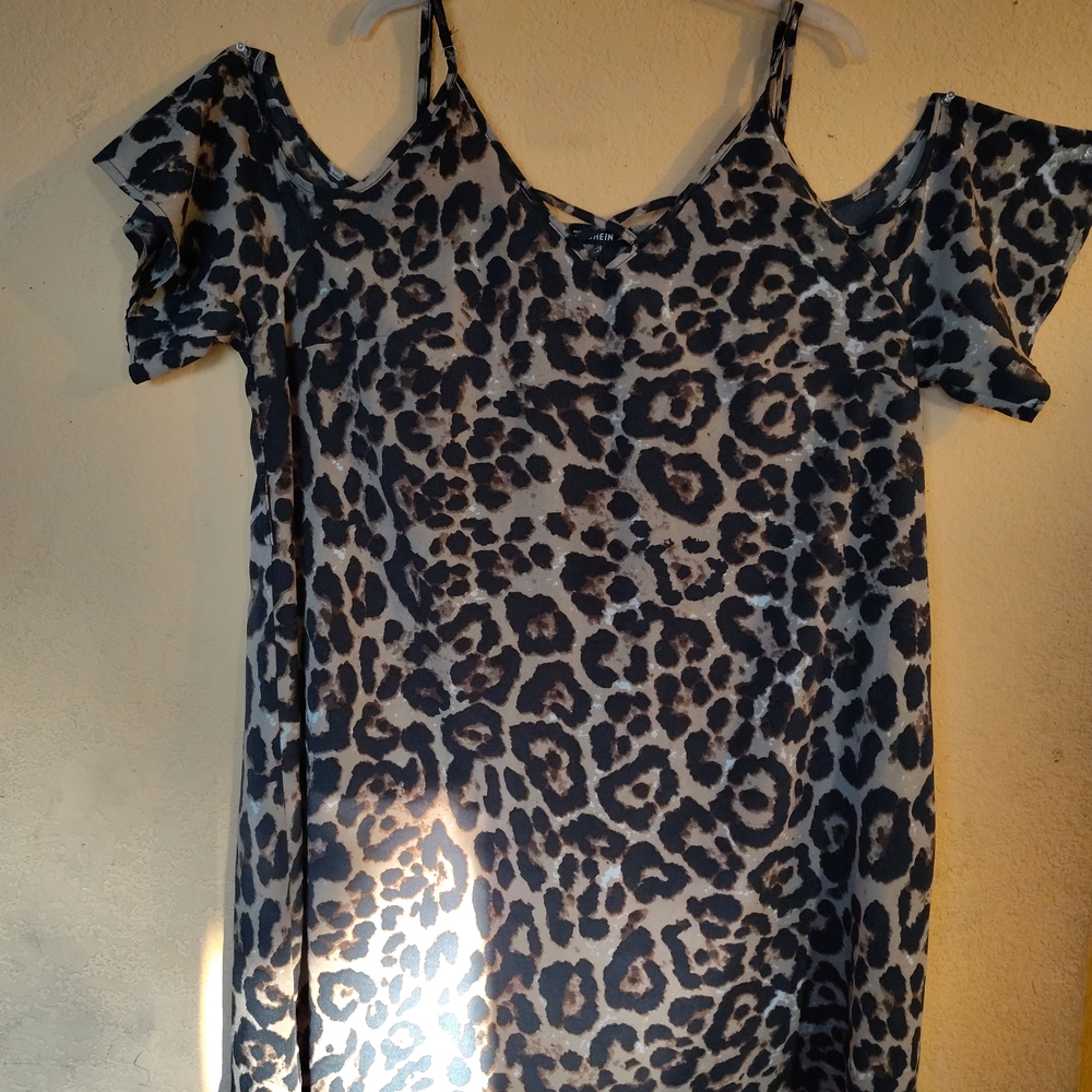 SHEIN Black and Gray Ruffled Mini Dress